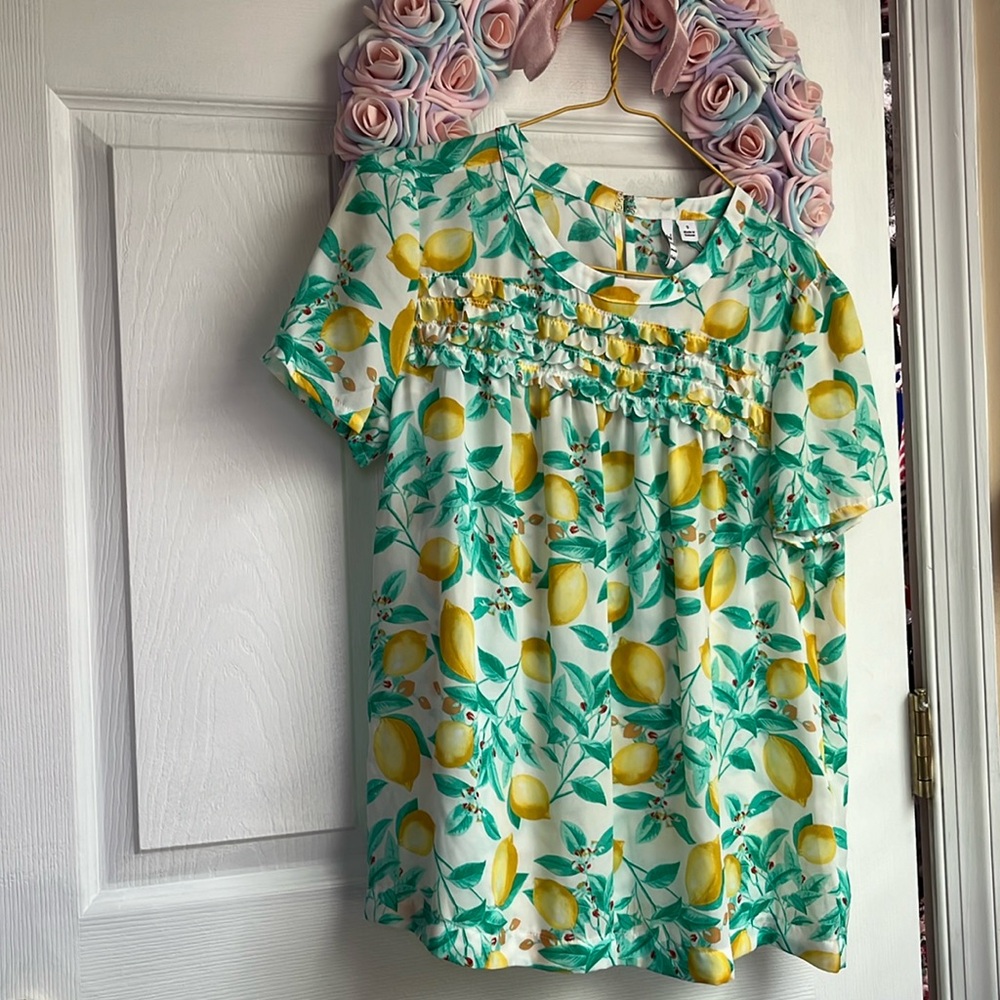 Elle floral lemon blouse